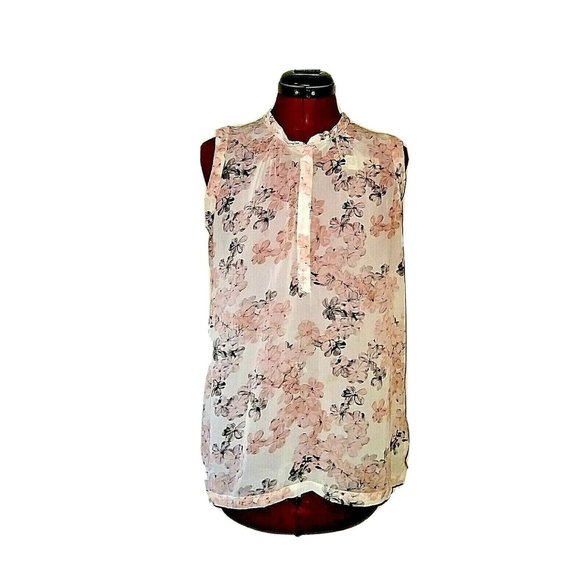 Premise Studio Womens Blouse Floral Size Medium Semi Sheer Side Split Pl… - Picture 1 of 7